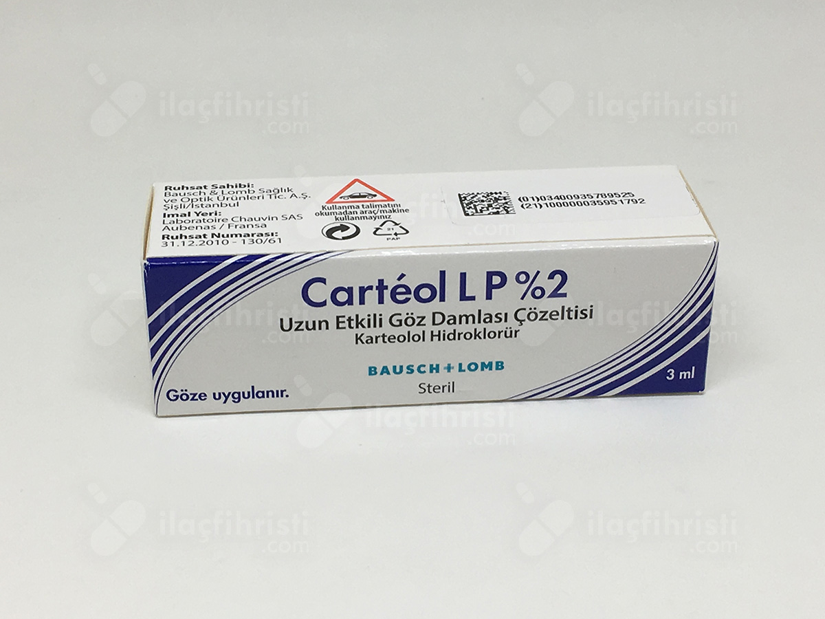 Carteol lp %2 uzun etkili 3 ml göz damlası