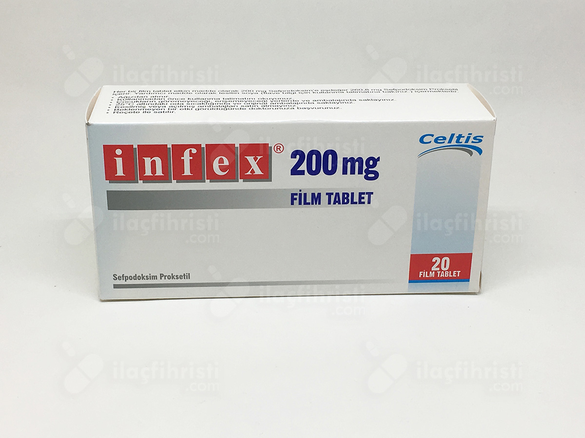 Infex 200 Mg 20 Film Tablet Prospektus Kullanma Talimati Kisa Urun Bilgisi Fiyat Ssk Karsiliyormu Muadil Esdegerleri